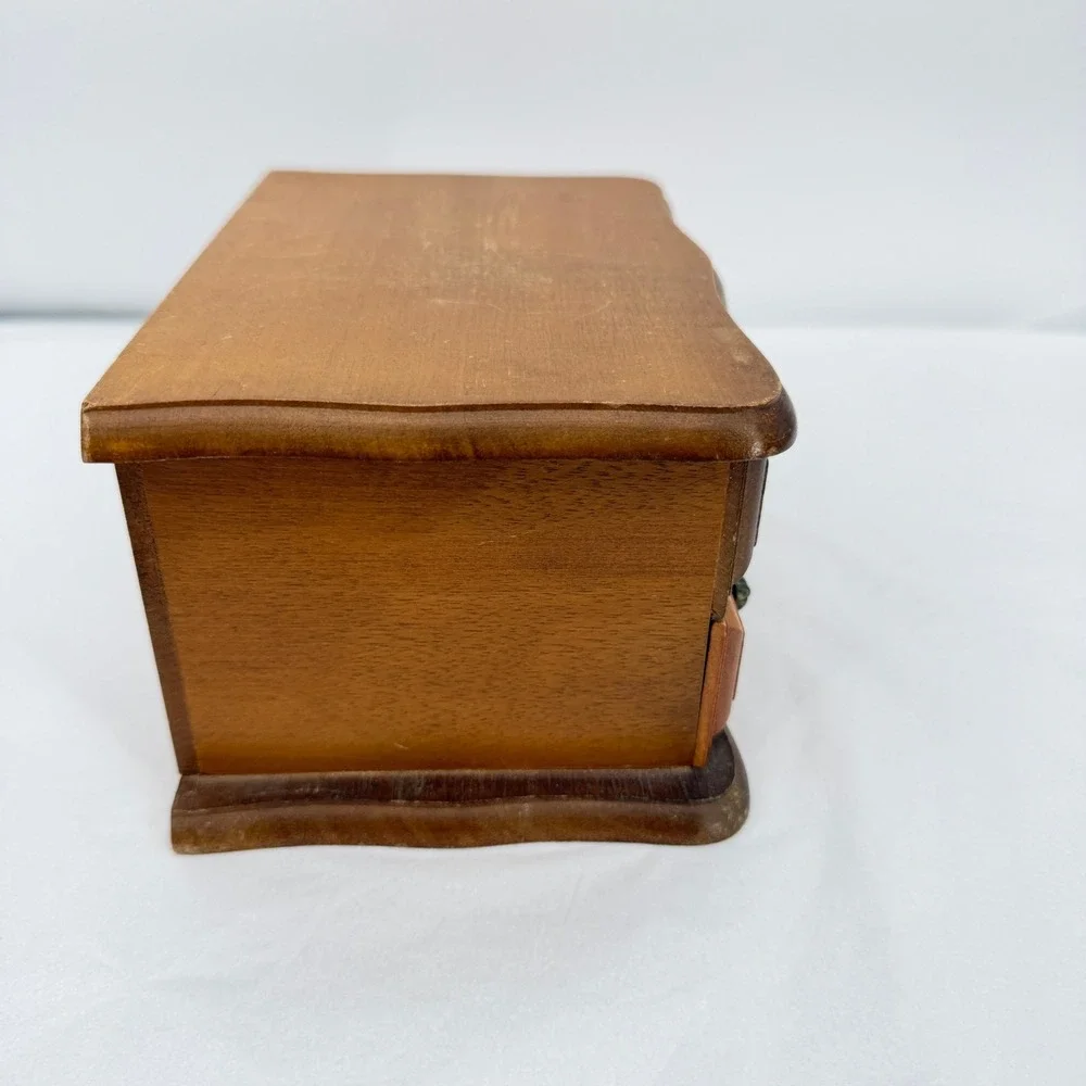 Price Imports Wooden Jewelry Box Mirror Drawer VTG Felt Lined Retro‎ Vanity